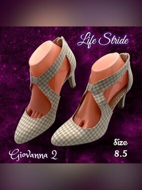 Lifestride Women's Giovanna 2 Heels Checked Size 8.5